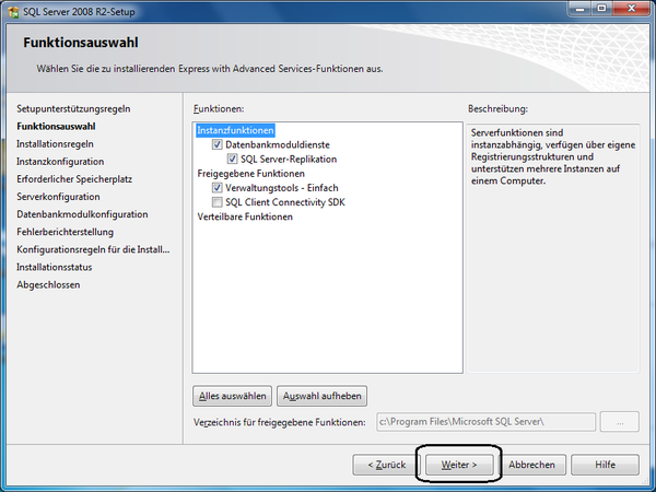 TPS Install SQL Server 4 Funktionsauswahl.png